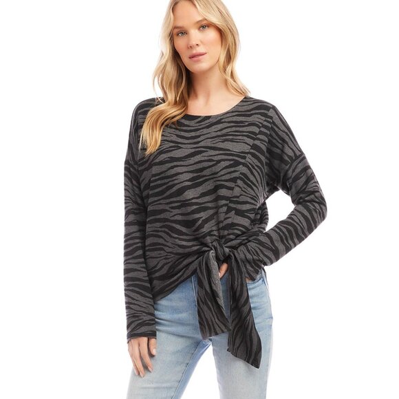 KAREN KANE Womens Side Tie Crewneck Pullover Top Zebra Size M. NWT, MSRP: 128$ - Picture 1 of 3
